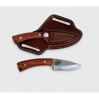 Faca Campeira inox 3" cabo em madeira + bainha com personalização na lâmina