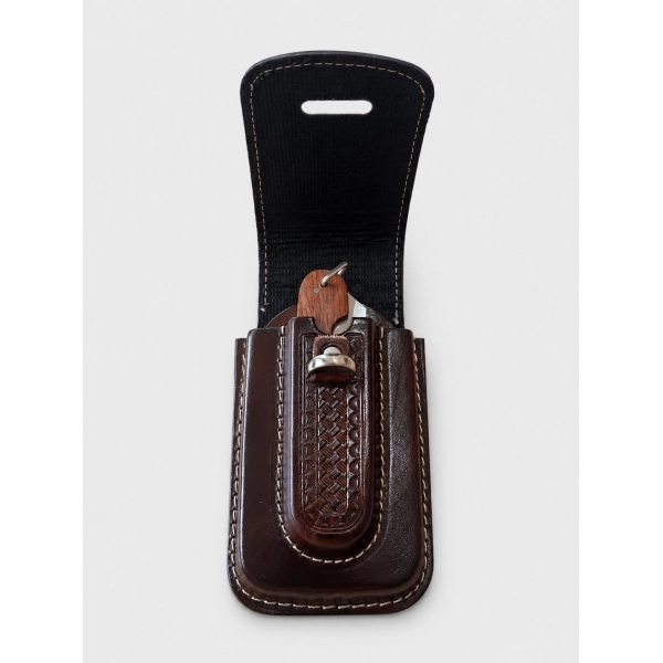 Bainha Capinha de Celular em Couro + Canivete Zebu 637 Inox