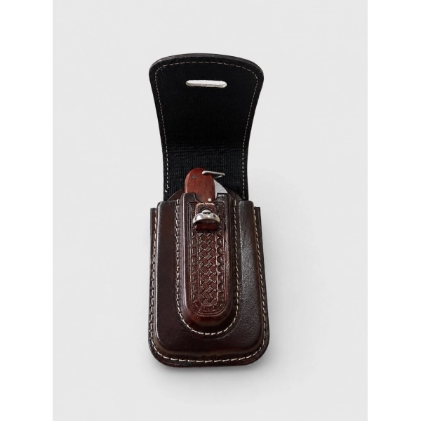 Bainha Capinha de Celular em Couro + Canivete Zebu 610 Inox
