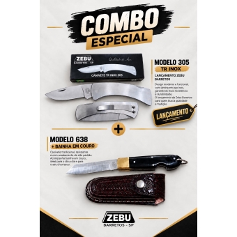 Combo 305 Lançamento TR Inox + 638 Inox Preto com Bainha