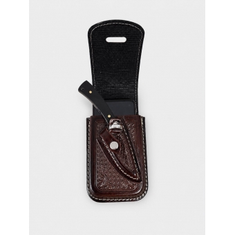 Bainha Capa de Celular em Couro + Faca Camepeira Preto