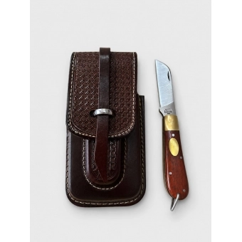 Bainha Capinha de Celular em Couro + Canivete Zebu 610 Inox
