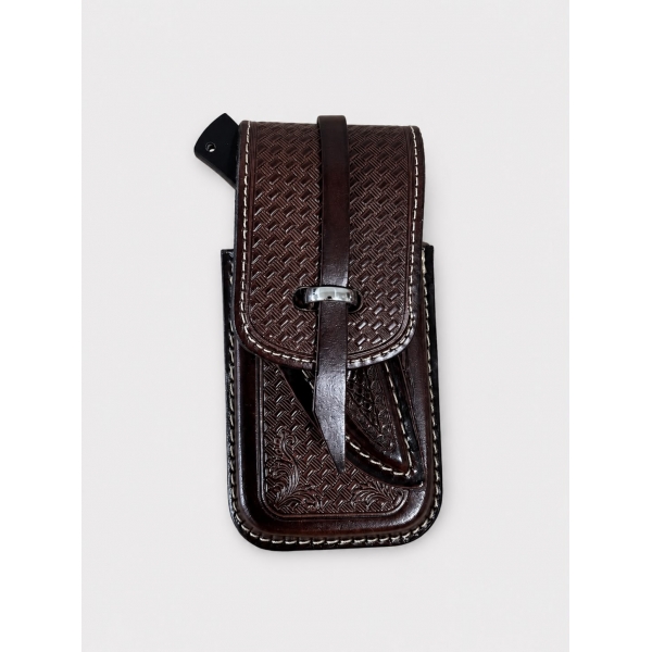 Bainha Capa de Celular em Couro + Faca Camepeira Preto