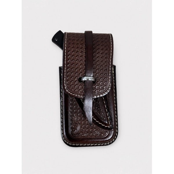Bainha Capa de Celular em Couro + Faca Camepeira Preto